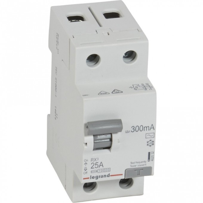 Выключатель дифференциального тока LEGRAND RX3 300мА 25А 2П тип AC белый 402032 Выключатель дифференциального тока LEGRAND RX3 300мА 25А 2П тип AC белый 402032