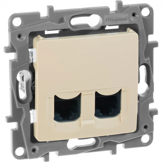 Двойная розетка LEGRAND Etika RJ 45 категория 6 UTP слоновая кость 672354 Двойная розетка LEGRAND Etika RJ 45 категория 6 UTP слоновая кость 672354