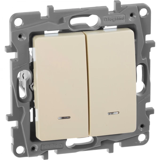 Выключатель LEGRAND Etika двухклавишный с подсветкой 10 A 250 В слоновая кость 672304 Выключатель LEGRAND Etika двухклавишный с подсветкой 10 A 250 В слоновая кость 672304