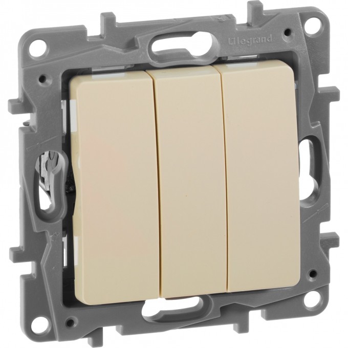Выключатель LEGRAND Etika Plus трехклавишный 10 A 250 В слоновая кость 672313 Выключатель LEGRAND Etika Plus трехклавишный 10 A 250 В слоновая кость 672313
