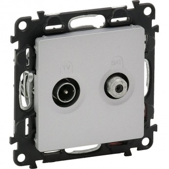 Розетка LEGRAND Valena LIFE TV-SAT двухкабельная с лицевой панелью алюминий