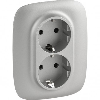 Силовая розетка LEGRAND Valena ALLURE двойная 2х2К+З 16А 250В с лицевой панелью с защитными шторками безвинтовые зажимы алюминий Силовая розетка LEGRAND Valena ALLURE двойная 2х2К+З 16А 250В с лицевой панелью с защитными шторками безвинтовые зажимы алюминий