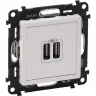 Зарядное устройство LEGRAND Valena LIFE с двумя USB-разъемами 240В/5В 1500мА с лицевой панелью белый 753412