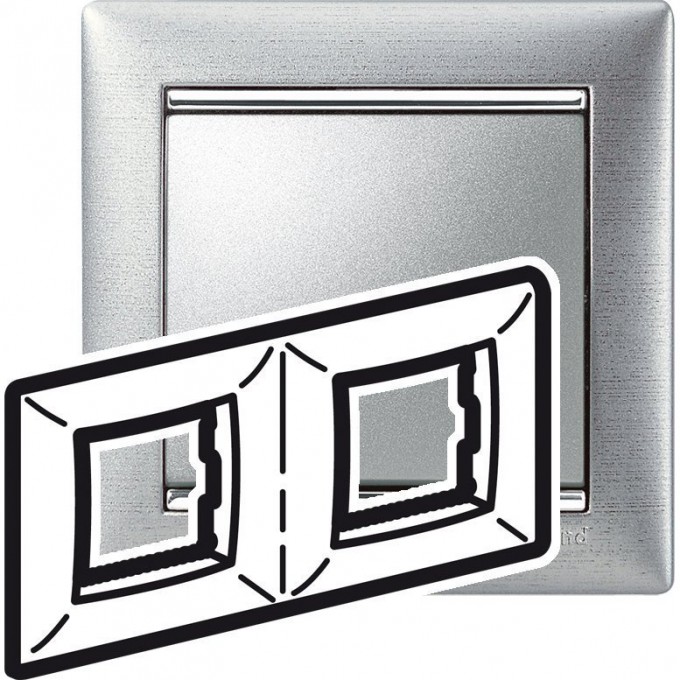 Рамка LEGRAND Valena 2 поста алюминий матовый 770332 Рамка LEGRAND Valena 2 поста алюминий матовый 770332