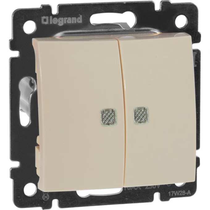Двойной выключатель LEGRAND Valena с подсветкой 10 A 250 В слоновая кость 774328 Двойной выключатель LEGRAND Valena с подсветкой 10 A 250 В слоновая кость 774328