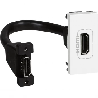 Розетка HDMI LEGRAND Mosaic 1 мод., оборудована шнуром, белая