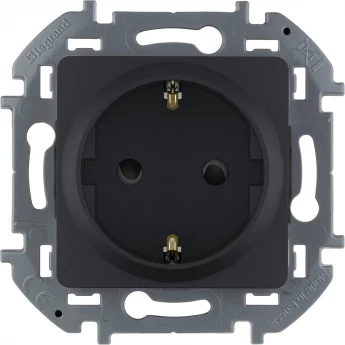 Розетка LEGRAND INSPIRIA 2К+З со шторками немецкий стандарт 16 А 250 В антрацит