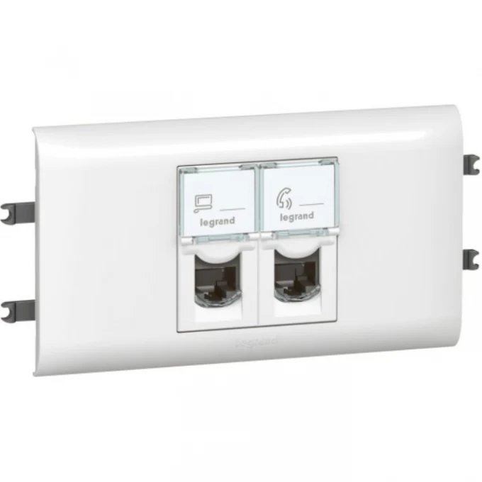 Розетка LEGRAND Mosaic DLP для крышки 65мм 2X RJ45 UTP Кат.6, белый 78663 Розетка LEGRAND Mosaic DLP для крышки 65мм 2X RJ45 UTP Кат.6, белый 78663