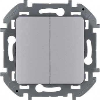 Выключатель двухклавишный LEGRAND INSPIRIA 10 AX 250 В алюминий