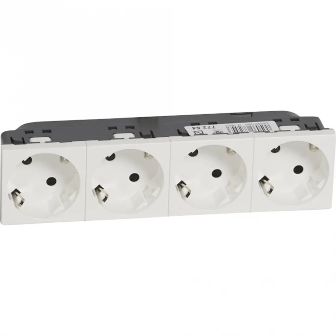 Розетка LEGRAND Mosaic 4Х2К+З под углом 45°, белый 77254 Розетка LEGRAND Mosaic 4Х2К+З под углом 45°, белый 77254